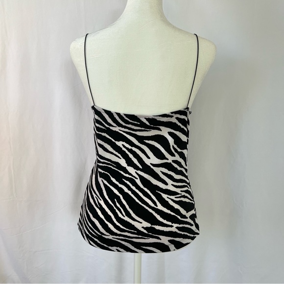 **SOLD** Zebra Print Tank Top with Elastic String Straps & Ruched Neckline Sz L - Picture 4 of 9